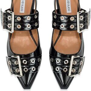 Fashion Metal Buckle Almond Toe Sling-Backs